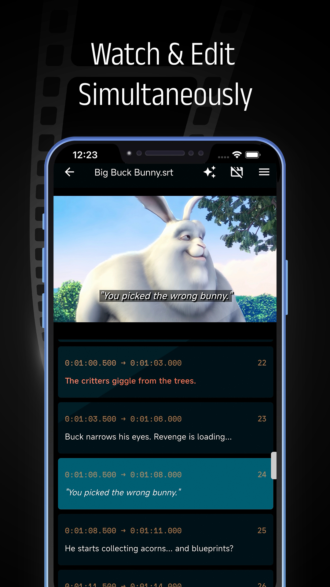 Subtitle Studio - Mobile List View