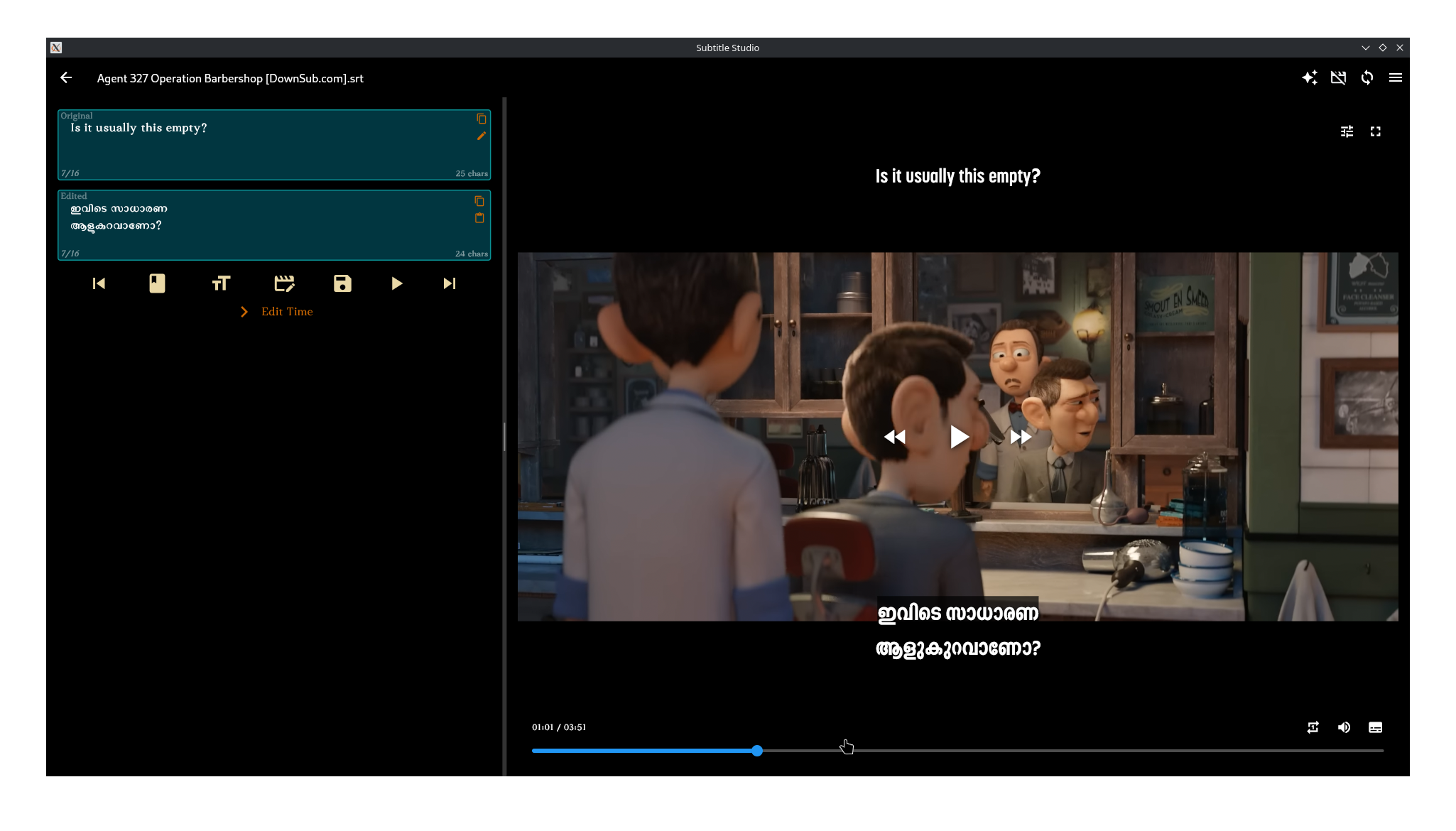 Subtitle Studio - Edit View