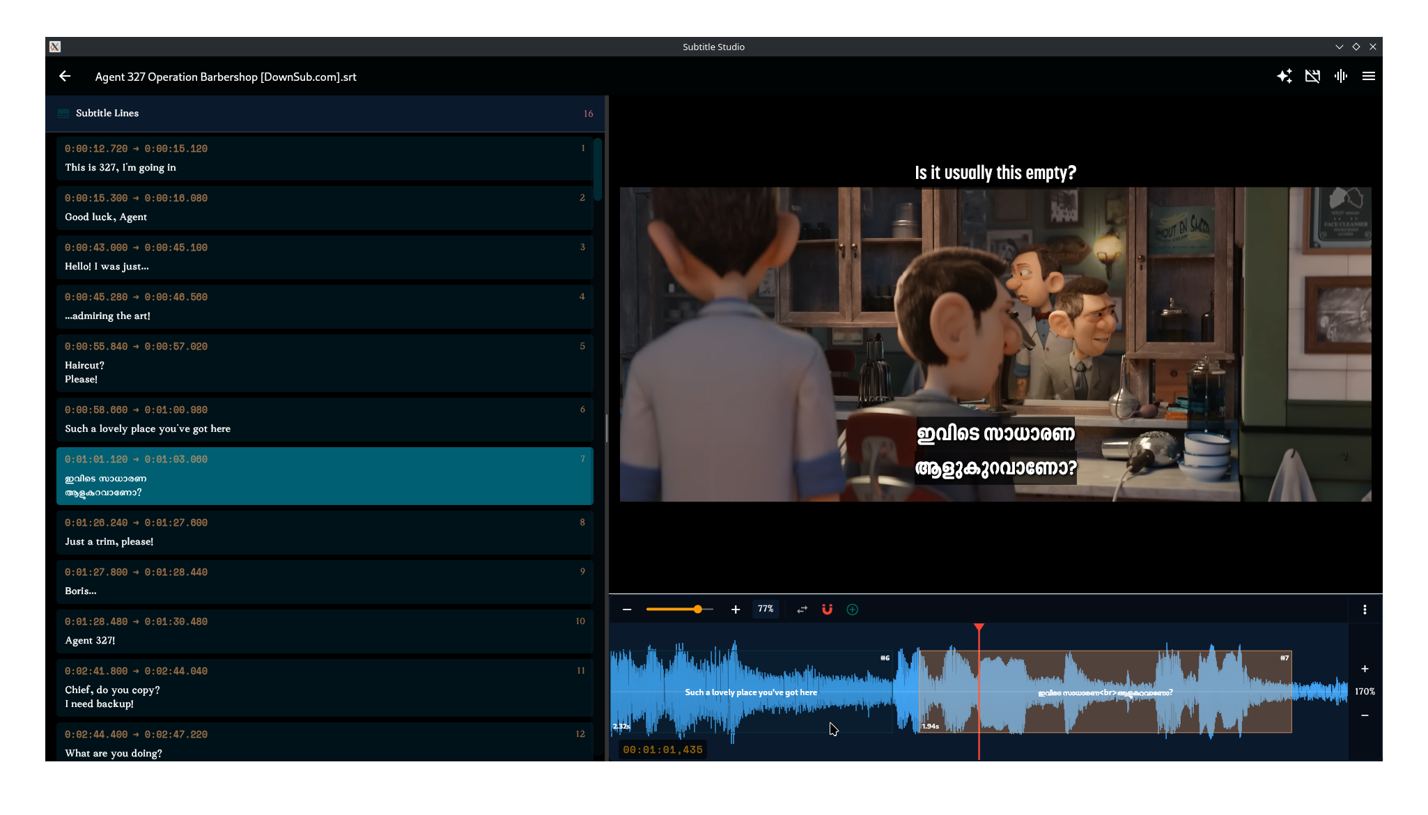 Subtitle Studio - List View